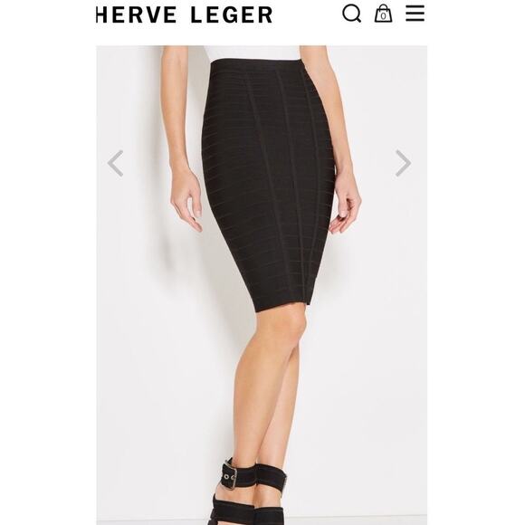 Hervé Léger by Max Azria Black Bandage Sia Skirt Size Medium Knee Length Bodycon - Picture 16 of 16